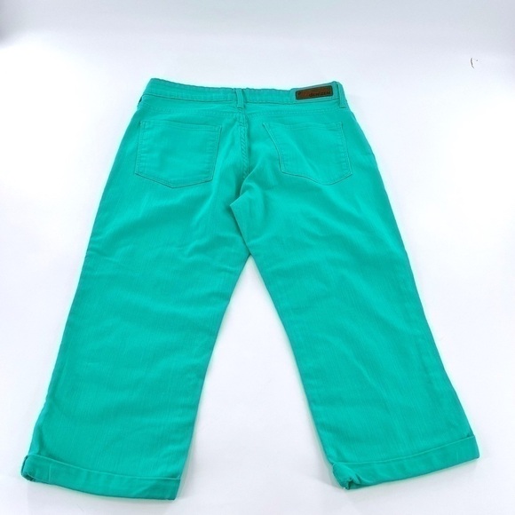 Levi's Denizen cotton/Elastane Turquoise cuffed capri pants Size 8 pockets - Picture 3 of 9